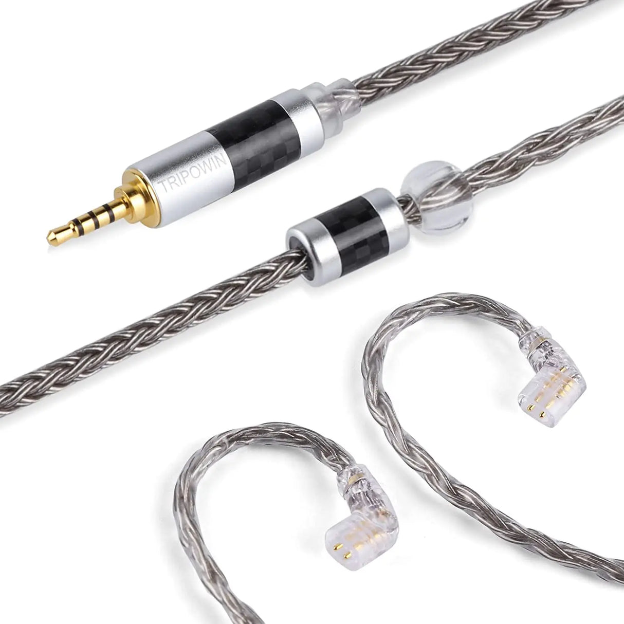 Zonie 16 Core Silver Plated Cable SPC Earphone Cable for KZ ZS10 PRO, ZSX, ZSN Pro, ZS10 Pro Nf2U, Recessed 2Pin Iems(Recessed 2Pin, 2.5Mm, Grey)