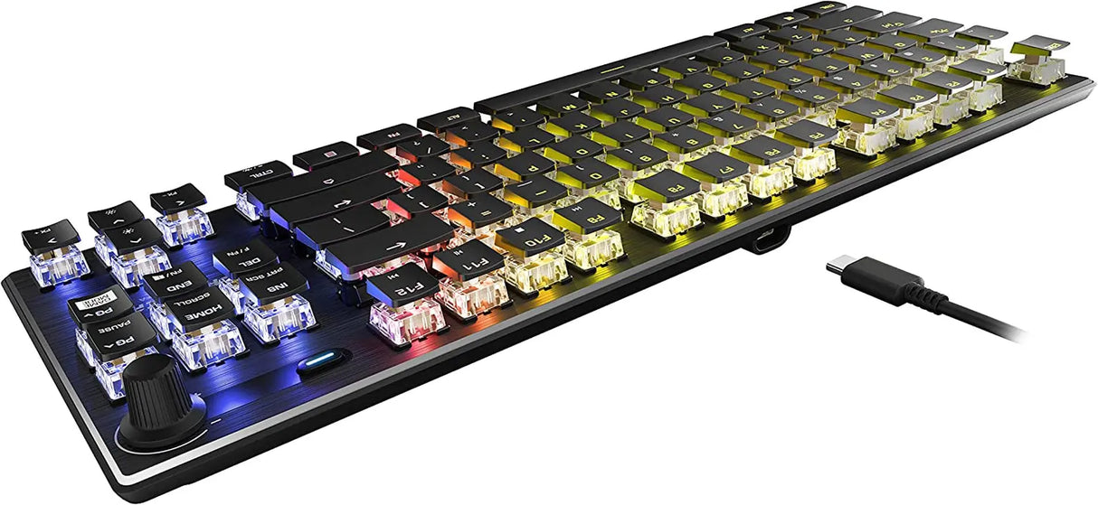 Vulcan TKL Mechanical Gaming Keyboard, Compact, Tenkeyless, Titan Optical Switches, RGB Lighting, Anodized Aluminum Top Plate, Detachable USB-C Cable, Low Profile Design, Black