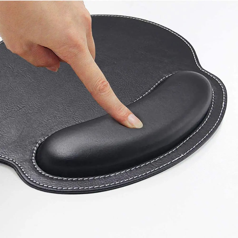 Ergonomic PU Leather Mouse Pad with Wrist Support,Comfort Memory Foam,Waterproof Surface，Non- Slip Rubber Base for Computer Laptop & Mac,Lightweight Rest for Home,Office & Travel (Black)