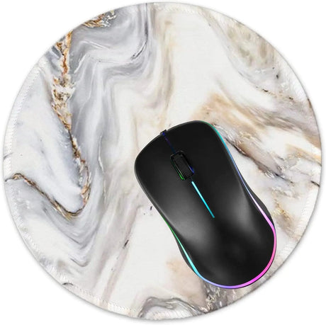 Mouse Pad,Anti Slip Rubber round Mousepads Desktop Notebook Mouse Mat with Stitched Edge for Working and Gaming (Marble Grey B)