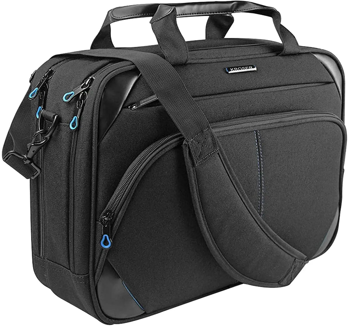 Laptop Bag 15.6 Inch Laptop Briefcase Laptop Messenger Bag Water Repellent Computer Case Laptop Shoulder Bag Durable Tablet Sleeve with RFID Pockets for Business/College/Women/Men-Black/Blue