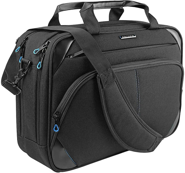 Laptop Bag 15.6 Inch Laptop Briefcase Laptop Messenger Bag Water Repellent Computer Case Laptop Shoulder Bag Durable Tablet Sleeve with RFID Pockets for Business/College/Women/Men-Black/Blue
