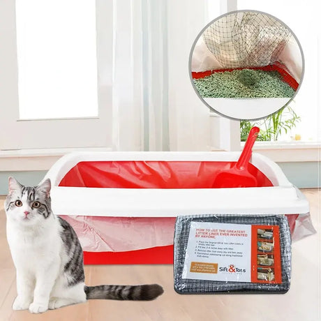 10Pcs S L Reusable Cat Feces Filter Hands Free Pet Cat Excrement Liners Elastic Cat Sand Bag Filter Hygienic Litter Box Liners
