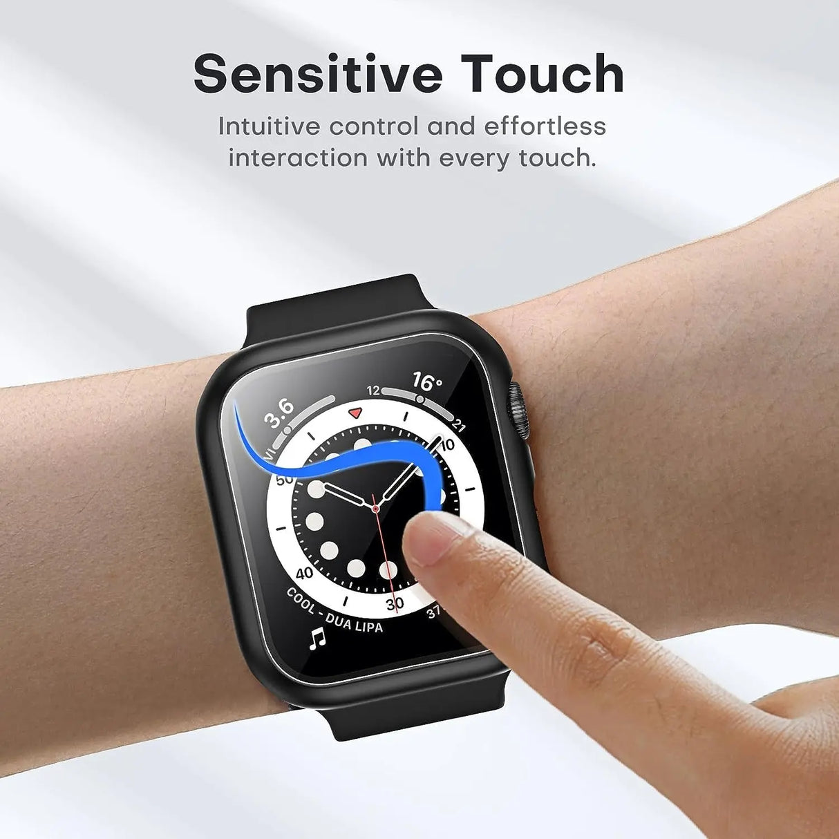 2 Pack Hard Case Designed for Apple Watch Series SE 6 5 4 44Mm [Full Protection], with 9H Tempered Glass Screen Protector [Touch Sensitive] Slim Bumper Protective Cover 44Mm, Black