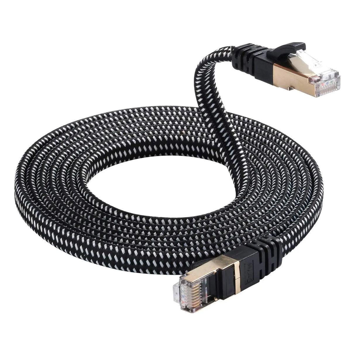 Cat 8 Ethernet Cable,  Nylon Braided 50Ft CAT8 High Speed Professional Gold Plated Plug STP Wires CAT 8 RJ45 Ethernet Cable (Black 50Ft)