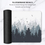 Large Mouse Pad, Full Desk XXL Extended for Gaming 35" X 15", Waterproof Mat with Stitched Edge, Non-Slip Laptop Computer Keyboard Mouse Pad for Office & Home, Misty Forest Design