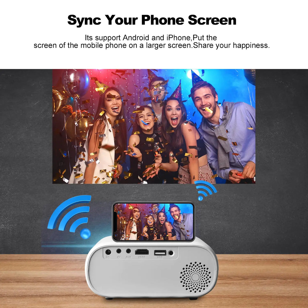 Q11 Mini Portable Projector Native 1280 X 720P for Home Theatre Airplay Maircast Smart Phone Multimedia LED Video Beamer
