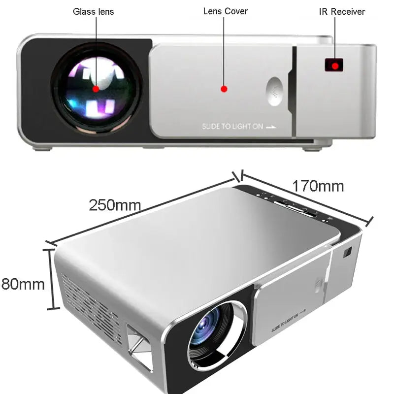 WZATCO T6 Android 9.0 WIFI Support HD Video Portable LED Projector Home Theater Mobile Beamer for Smartphone Proyector