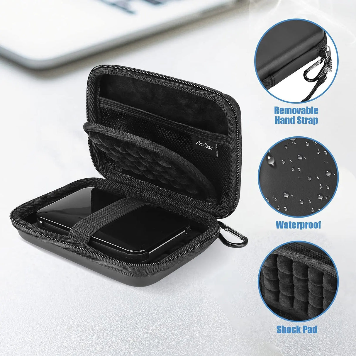Hard Drive Case for Canvio Basics Western Digital WD Elements My Passport Seagate Portable Backup plus Slim 1TB 2TB 3TB 4TB USB 3.0, 2.5”, Samsung T9 Portable External Hard Drive Case -Black