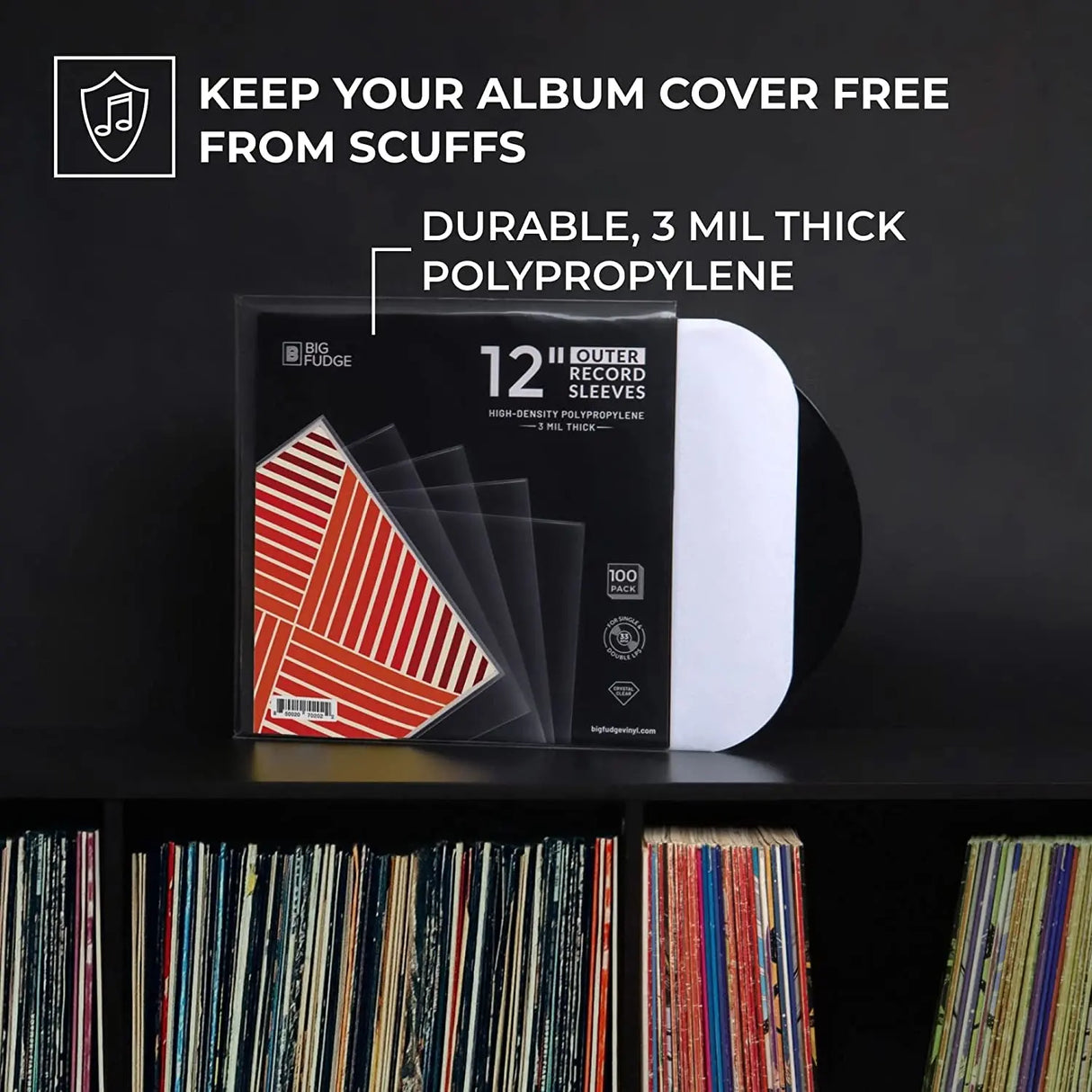 100X Vinyl Record Outer Sleeves 12" LP | Durable & Wrinkle-Free | Crystal Clear & Made from High-Density Polypropylene | 3 Mil Thick, 12.75” X 12.75” | Fits Most Gatefolds and Double Lps