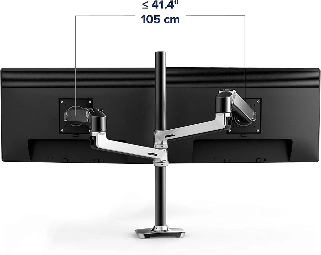– LX Vertical Stacking Dual Monitor Arm, VESA Desk Mount – for 2 Monitors up to 40 Inches, 7 to 22 Lbs Each – Tall Pole, Polished Aluminum