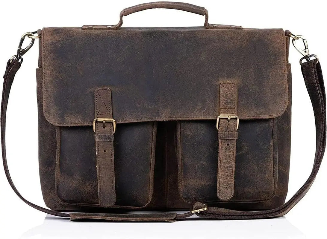 16 Inch Leather Briefcase Laptop Messenger Bags for Men and Women Best Office School College Satchel Bag