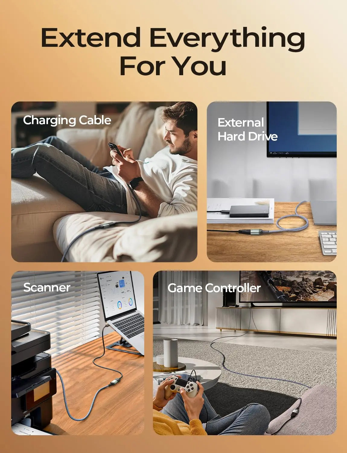 10FT USB Extension Cable,Usb Extender,Usb 3.0 Extension Cable, Male to Female Cord High Data Transfer Compatible with Webcam,Usb Keyboard,Flash Drive,Hard Drive,Printer