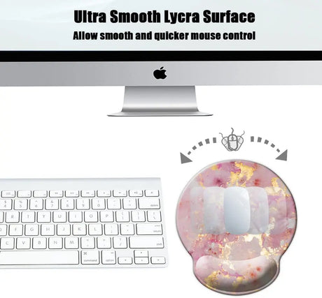 Ergonomic Mouse Pad with Wrist Support, Cute Wrist Pad with Non-Slip Rubber Base for Computer, Laptop, Home Office Gaming, Working, Easy Typing & Pain Relief,Rose Marble