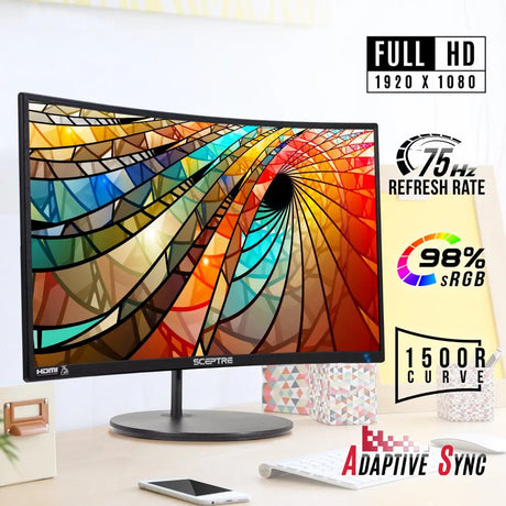 27" Curved 75Hz LED Monitor HDMI VGA Build-In Speakers, Edge-Less Metal Black 2019 (C275W-1920RN)