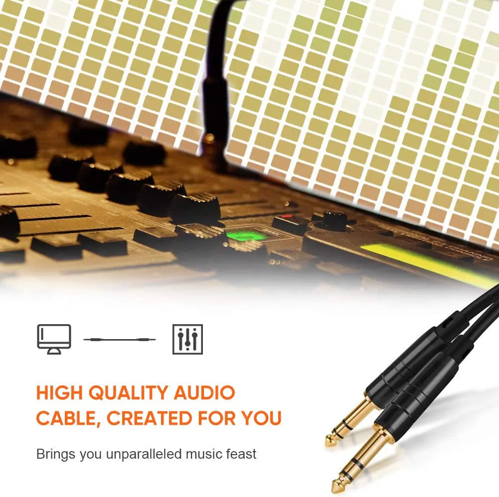 15 Feet 6.35Mm 1/4" TRS to 6.35Mm 1/4" TRS Balanced Stereo Audio Cable, Male to Male, 4.5 Meters/Black