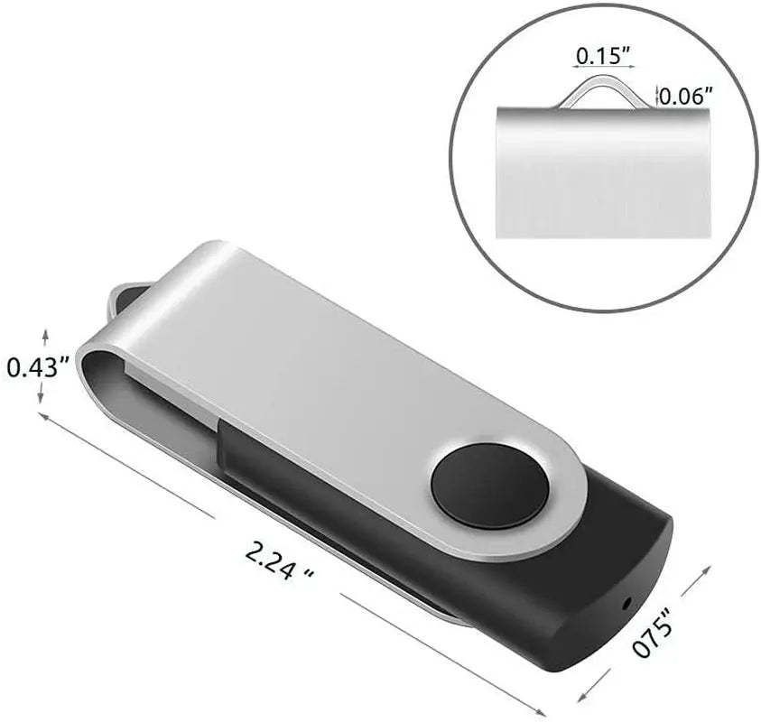 10-Pack  16GB USB 2.0 Flash Memory Stick Swivel Thumb Drives for Universal Data Storage at Home & the Office (Black)