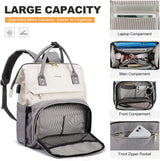 Laptop Backpack for Women Fashion Business Computer Backpacks Travel Bags Purse Doctor Nurse Work Backpack with USB Port, Fits 17-Inch Laptop Beige Grey