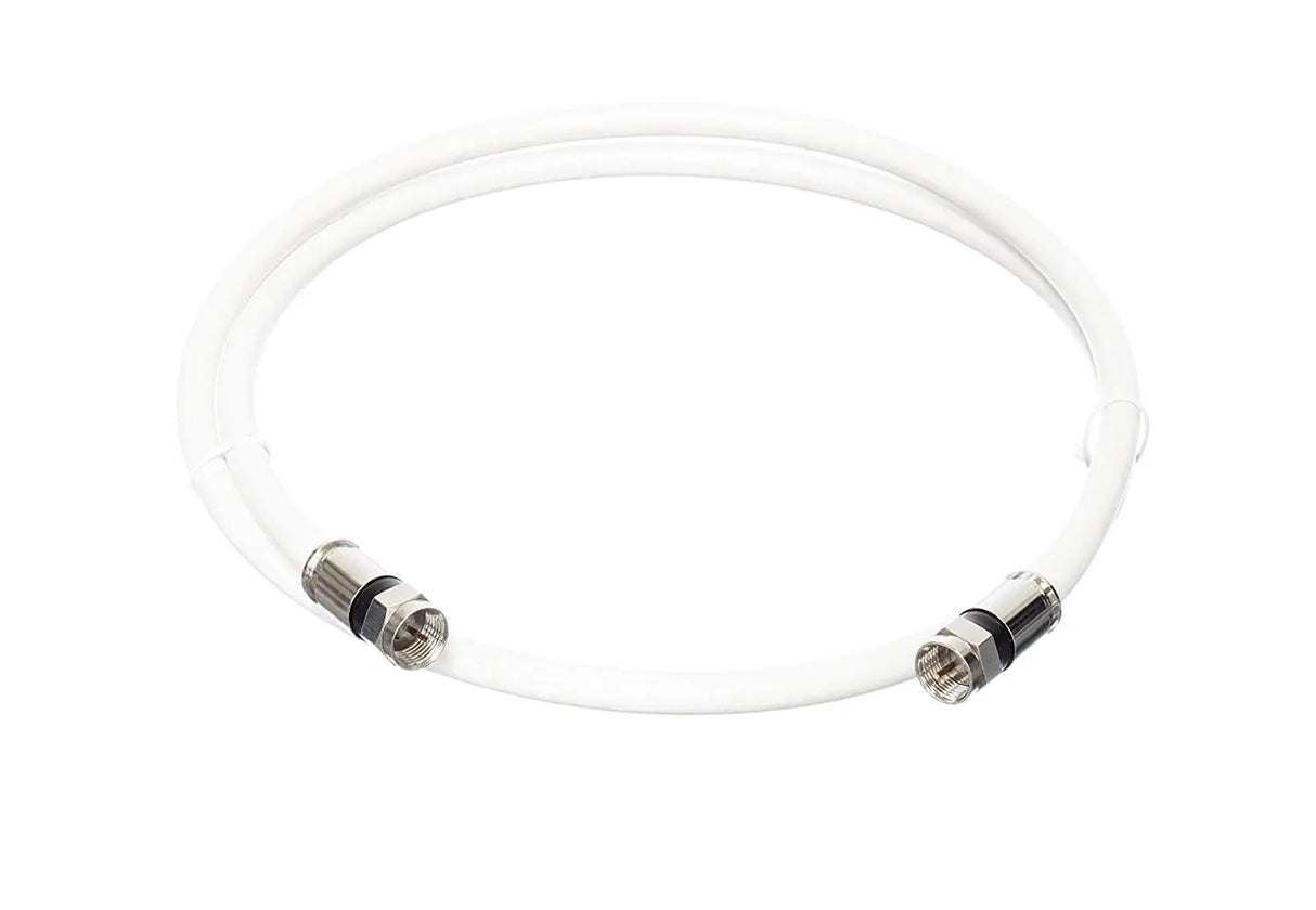 3 Feet, White - RG6 Coax Cable for TV - 3 FT Coaxial Cable for TV - Flexible Coaxial Cable - Short Coaxial Cable 3 Feet - CL2 Coaxial TV Cable - Dual-Shielded Coax - 3 Foot (0.9 Meters), White