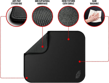 Gaming Mouse Pad Extended 11X13 with Stitched Edges - Laptop, Computer & PC Desk Mat Office- Nonslip (Large)