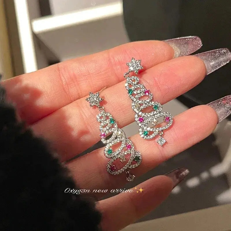 2023 New Trendy Statement Christmas Tree Earrings for Women Delicate Fashion Personality Sweet Versatile Christmas Earrings