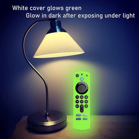 White Voice Remote Cover Case Replacement for TV Stick (3Rd Gen) / 4K Max 2021 Release Voice Remote, Silicone Protective Case Sleeves with Lanyard Glow in Dark -