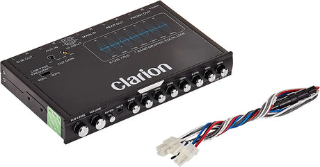 EQS755 7-Band Car Audio Graphic Equalizer with Front 3.5Mm Auxiliary Input, Rear RCA Auxiliary Input and High Level Speaker Inputs, BLACK