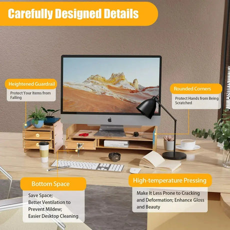 Desktop Laptop Support Shelf Wooden Monitor Screen Stand Shelf Supplies Computer Desktop Tabletop