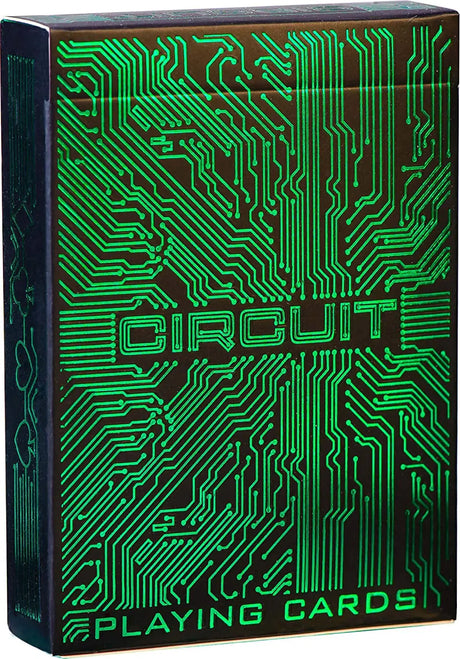 Circuit Neon Green Playing Cards with Free Card Game Ebook, Creative Deck of Cards, Premium Card Deck, Cool Poker Cards, Unique Bright Colors for Kids & Adults, Computer Themed, Black Playing Cards