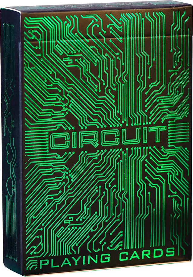Circuit Neon Green Playing Cards with Free Card Game Ebook, Creative Deck of Cards, Premium Card Deck, Cool Poker Cards, Unique Bright Colors for Kids & Adults, Computer Themed, Black Playing Cards
