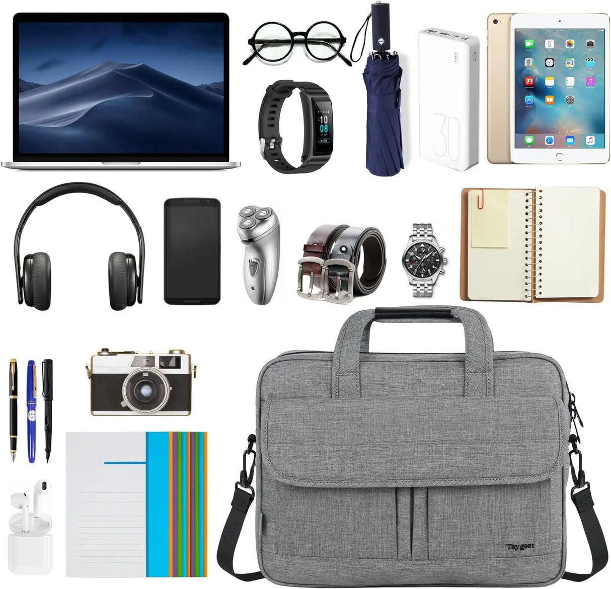 17 Inch Laptop Briefcase, Business Water Resistant Briefcase Carry on Case for for Men Women, Durable Professional Lightweight Portable Gifts Carry on Computer Bag with Strap, Grey