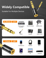 1/4 Inch Male to 3.5Mm Female Stereo Audio Jack Pure Copper Adapter for Headphone, Amp, 2 Pack-Black
