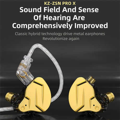 KZ ZSN Pro X IEM in Ear Monitors, Hifi KZ Wired Earbuds Headphones with Hybrid Dual Driver 1Ba 1Dd High Fidelity Musicians In-Ear Earphones Detachable Tangle-Free Cable for Gaming (With Mic, Black)