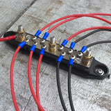 Bus Bar -3X1/4” Post, 10X#8 Screw Terminal Power Distribution Block with Ring Terminals（Single-Black）