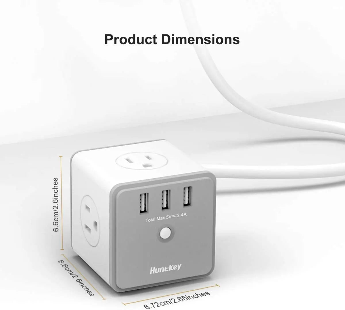 4 Outlets Surge Protector, 3 USB Ports 5V/2.4A, 5-Foot Heavy Duty Extension Cord, SMC407