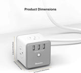 4 Outlets Surge Protector, 3 USB Ports 5V/2.4A, 5-Foot Heavy Duty Extension Cord, SMC407