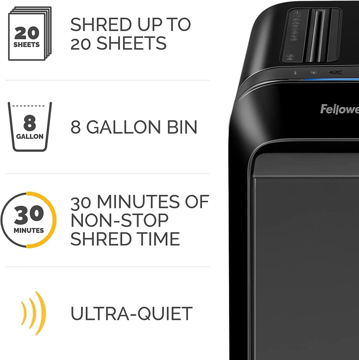 ‎Powershred LX22M 20-Sheet 100% Jam-Proof Micro Cut Paper Shredder for Office and Home, Black 5263501