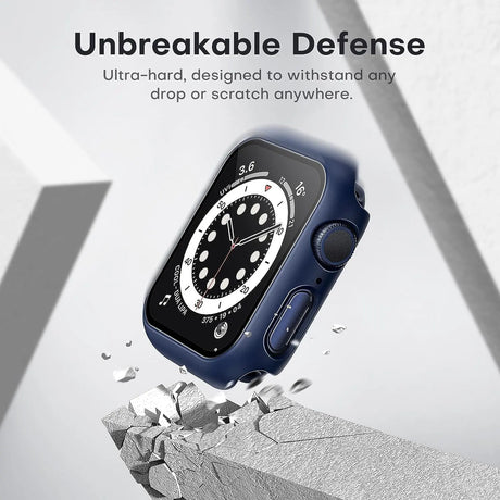 2 Pack Hard Case Designed for Apple Watch Se/Series 6/5/4 44Mm with 9H Tempered Glass Screen Protector, [Touch Sensitive] [Full Coverage] Slim Bumper Protective Cover 44Mm, Blue