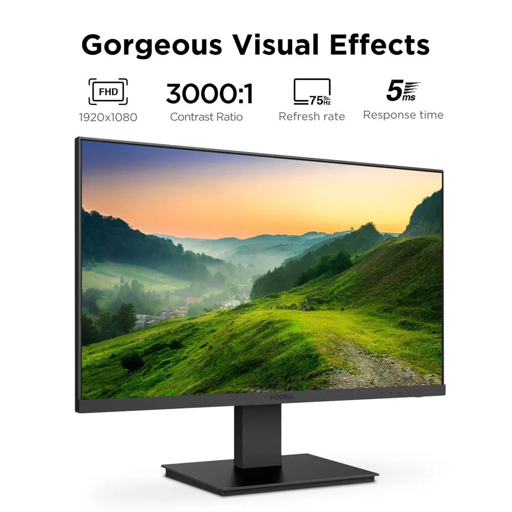 24'' FHD (1920 X 1080P) 75Hz Office Monitor,With HDMI VGA Port, Black, New 24N1A