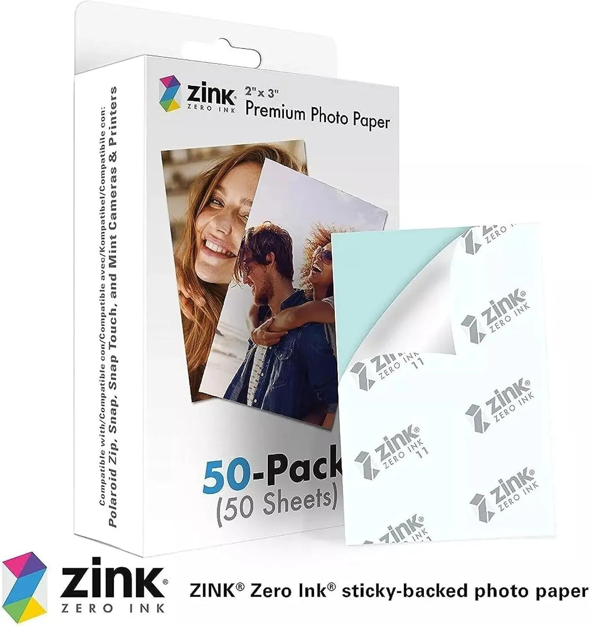2"X3" Premium Instant Photo Paper (50 Pack) Compatible with Polaroid Snap, Snap Touch, Zip and Mint Cameras and Printers, 50 Count (Pack of 1)