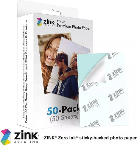 2"X3" Premium Instant Photo Paper (50 Pack) Compatible with Polaroid Snap, Snap Touch, Zip and Mint Cameras and Printers, 50 Count (Pack of 1)