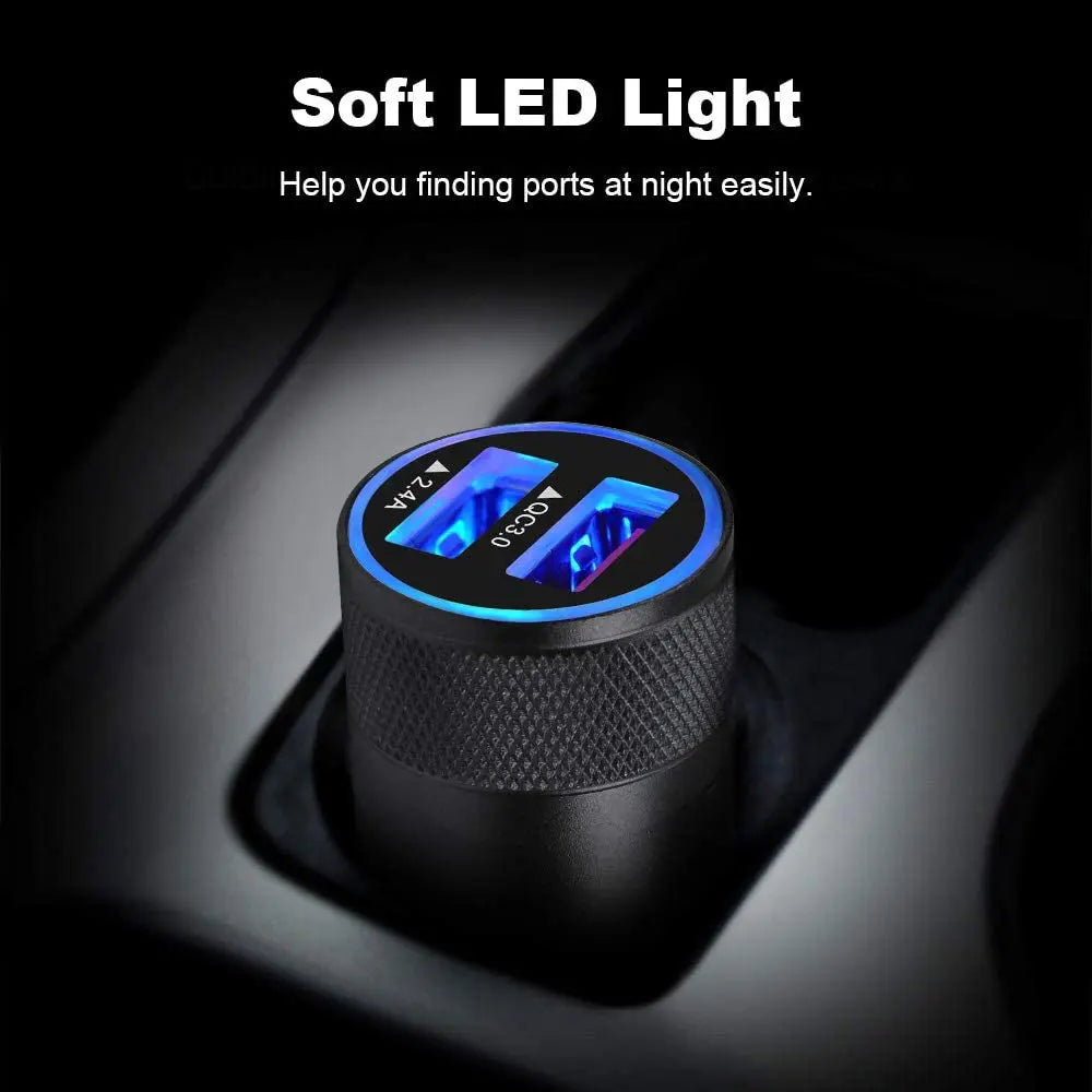 Fast Car Charger, Quick Charging 5.4A/30W Phone USB Adapter Rapid Plug 2 Port Cigarette Lighter Charger Flush Compatible Samsung, Tablet, Iphone, Ipad, LG