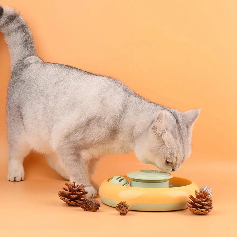 2 in 1 Electric Cat Stick and Tracks Toy Automatic Rotating Interactive Cats Toys Tracks Ball Turntable Pet Kitten Funny Sticks