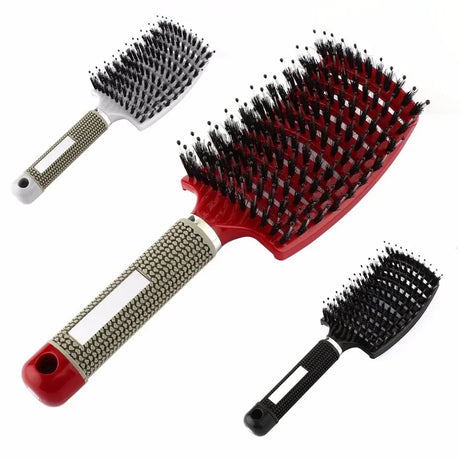 Women Hair Scalp Massage Comb Bristle Nylon Hairbrush Wet Curly Detangle Hair Brush for Salon Barber Hairdressing Styling Tools