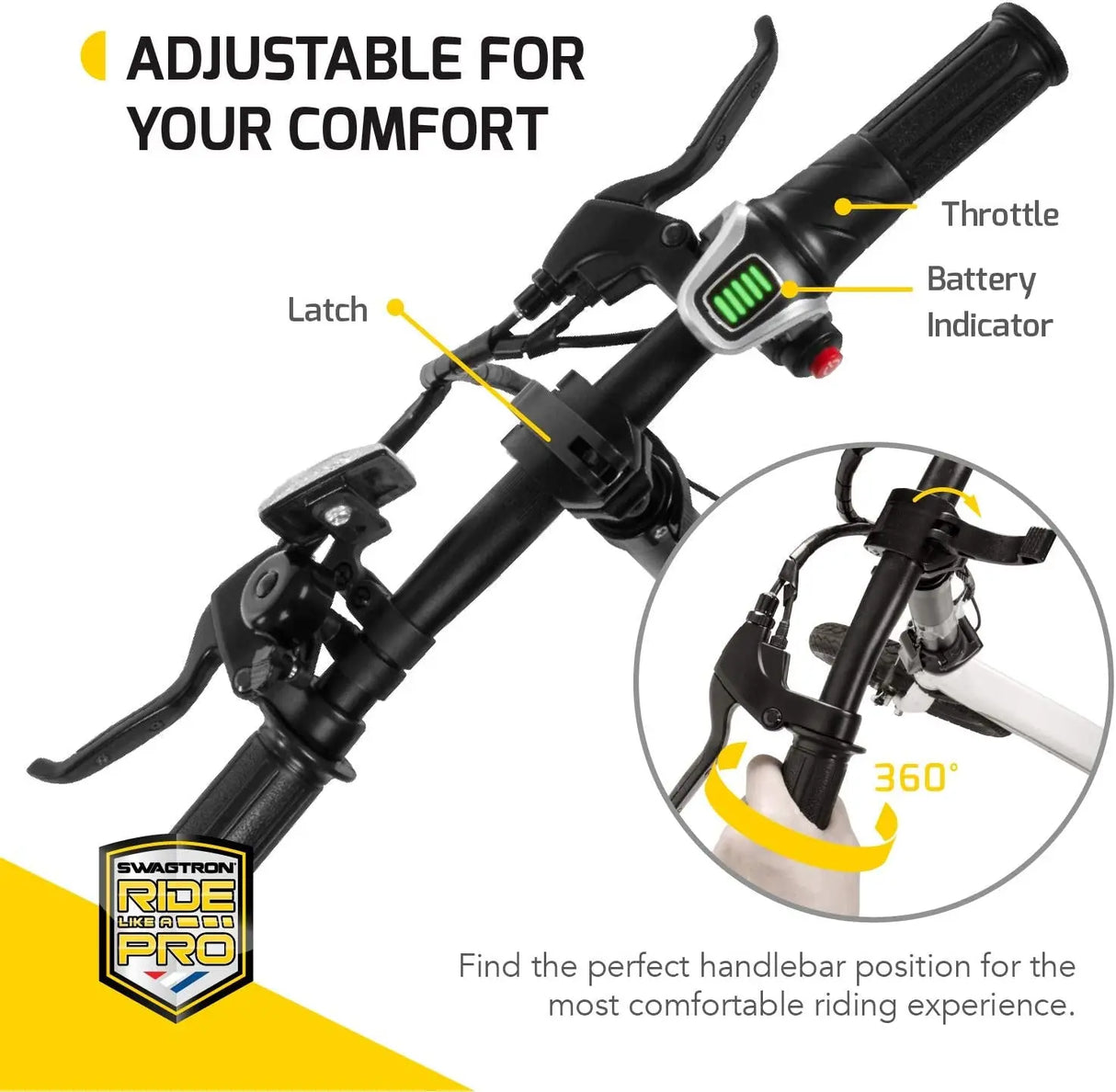 Swagcycle EB-5 Lightweight Aluminum Folding Electric Bike with Pedals