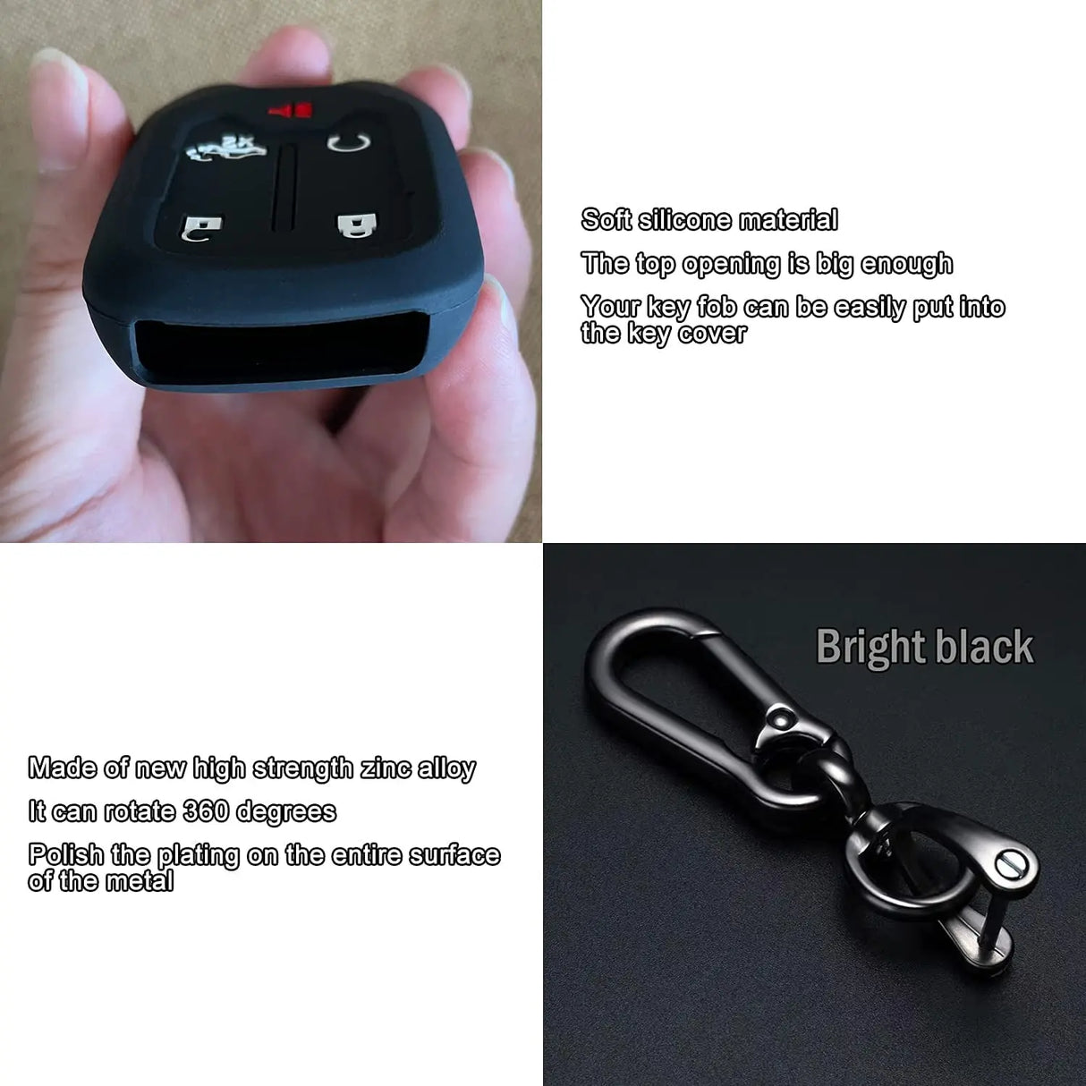 2PCS Silicone Smart Key Fob Case Cover for 2023 2022 2021 2020 2019 Chevy Silverado and GMC Sierra 1500 2500HD 3500HD, Remote Protector Accessories Holder(5-Button, Black and Blue)