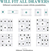 16 PCS Drawer Organizer Set, 5 Varied Size Bathroom and Kitchen Drawer Cabinet Organizer Trays, Clear Storage Bins for Makeup, Jewelry, Utensils and Gadgets