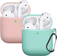 Compatible Airpods Case Cover Silicone Protective Skin for Apple Airpod Case 2Nd &1St Generation (2 Pack) (Pink-Turquoise)