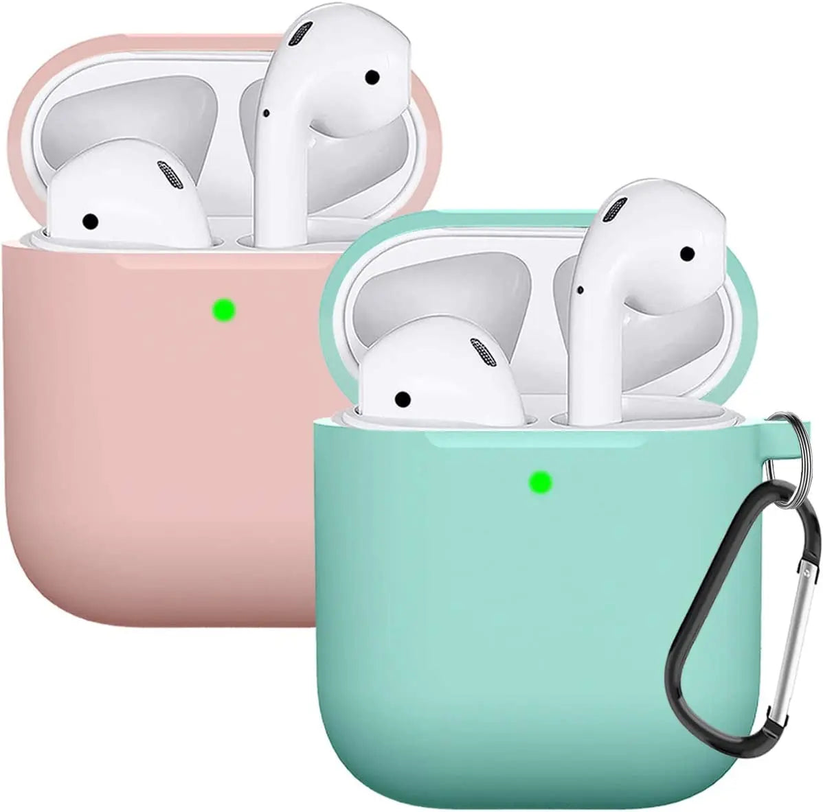 Compatible Airpods Case Cover Silicone Protective Skin for Apple Airpod Case 2Nd &1St Generation (2 Pack) (Pink-Turquoise)