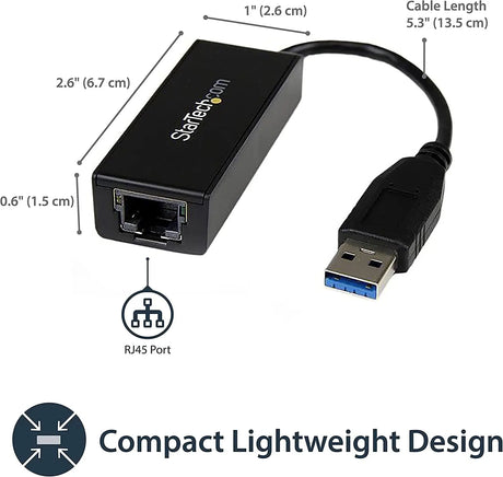 USB to Ethernet Adapter, USB 3.0 to 10/100/1000 Gigabit Ethernet LAN Adapter, USB to RJ45 Adapter, TAA Complaint